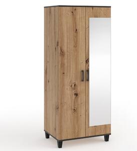 Šatní skříň se zrcadlem Pola 2D - dub Artisan