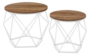 SADA KONFERENČNÍCH STOLKŮ, hnědá, bílá, kov, kompozitní dřevo, 50/50/40 cm MID.YOU - Konferenční stolky, Online Only