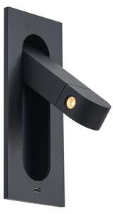 Moderní nástěnná lampa černá vč. LED a portu USB-C - Hilton