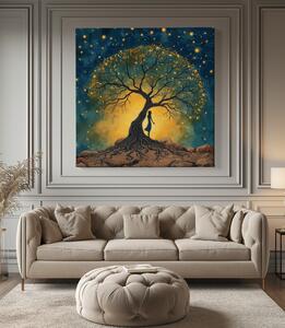 Obraz na plátně - Strom života a dívka Sunrael FeelHappy.cz Velikost obrazu: 40 x 40 cm