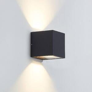 Lucande Venkovní nástěnné svítidlo LED Merjem, 12 cm, nahoru/dolů, IP54, Hliník / šedá / zinek, Hliník, Moderní