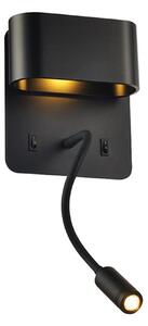 ACA Lighting nástěnné svítidlo PRIAMUS LED 8W 3000K 640lm černý kov 16x9x45cm V86LEDW45BK