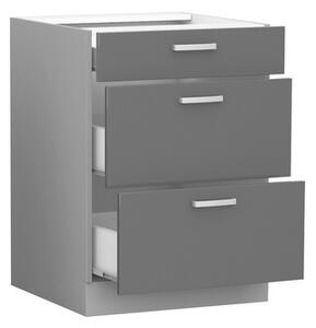Dolní skříňka Multiline 60 D 3S BB, Barva: šedá / bílý lesk 5902928216585