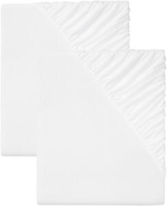 Livarno home Sada žerzejových napínacích prostěradel, 90-100 x 200 cm, 2dílná, bílá (800008791)
