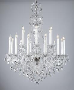 Stříbrný 18-ti ramenný viktoriánský křišťálový lustr II. s dlouhými svíčkami - Chrom matný