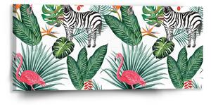 Sablio Obraz Zebra a plameňák - 110x50 cm