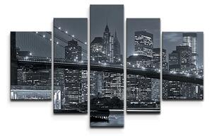 Sablio Obraz - 5-dílný Noční New York 2 - 125x90 cm
