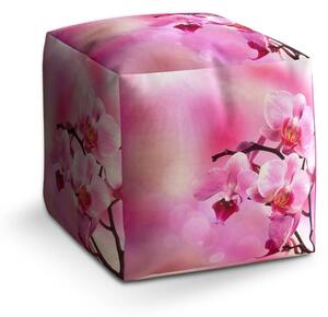 Sablio Taburet Cube Květy orchideje - 40x40x40 cm