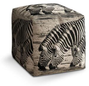 Sablio Taburet Cube Zebry u vody - 40x40x40 cm