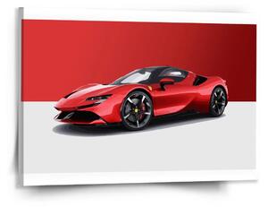 Sablio Obraz Ferrari na červenobílé - 150x110 cm