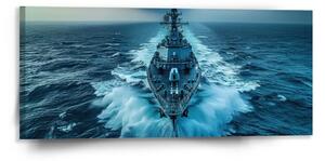 Sablio Obraz Válečná loď prorážející oceán - 110x50 cm