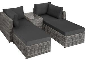 Tectake 405092 zahradní ratanový nábytek san domino s hliníkovým rámem - světle šedá/tmavě šedá