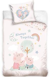 Povlečení do dětské postýlky Prasátko Peppa - motiv Navždy spolu - 100% bavlna - 40×60 cm + 100×135 cm