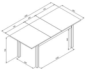Jídelní stůl BUD bílá, 140x80 cm