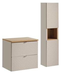 Comad Koupelnová sestava Viva Cashmere I s deskou a skříňkami 60 cm kašmírová/dub artisan