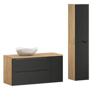 Comad Koupelnová sestava Ocean s deskou, umyvadlem a skříňkami 120 cm černá/dub olejovaný