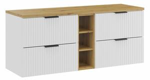 Comad Závěsná skříňka pod umyvadlo Casad s deskou 140 cm bílá/dub artisan