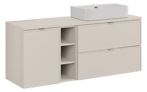 Comad Závěsná skříňka Bella Cashmere Trust s deskou a umyvadlem 140 cm kašmírová