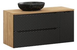 Comad Závěsná skříňka Ocean s umyvadlem 120 cm černá/dub olejovaný