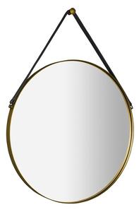 Sapho ORBITER kulaté zrcadlo s koženým páskem ø 60cm, zlato mat