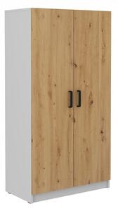 Dvoudveřová šatní skříň MABAKA - šířka 80 cm, šedá / dub artisan