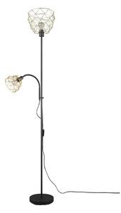 Stojací lampa v černé a zlaté barvě s kovovým stínidlem (výška 180 cm) Haval – Trio