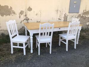Stará Krása – Ruční výroba Jídelní stoly v bílém odstínu 77 x 120 x 60 cm 4x Židle