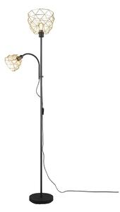Stojací lampa v černé a zlaté barvě s kovovým stínidlem (výška 180 cm) Haval – Trio