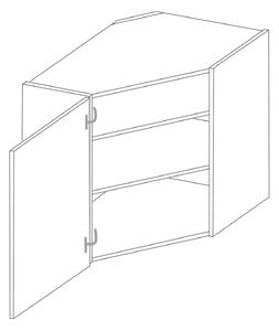Horní rohová skříňka SOPHIA - 60x60 cm, šedá / dub artisan