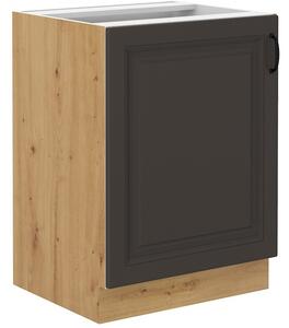 Dolní jednodveřová skříňka SOPHIA - šířka 60 cm, tmavě šedá / dub artisan