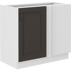 Prodloužená rohová skříňka SOPHIA - šířka 105 cm, tmavě šedá / bílá