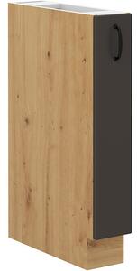 Výsuvná skříňka SOPHIA - šířka 15 cm, tmavě šedá / dub artisan