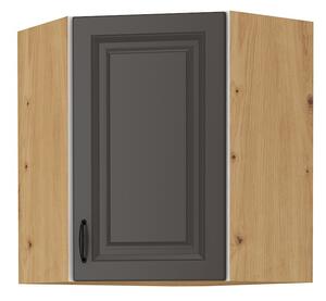 Horní rohová skříňka SOPHIA - 60x60 cm, tmavě šedá / dub artisan