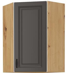 Vysoká rohová skříňka SOPHIA - 60x60 cm, tmavě šedá / dub artisan