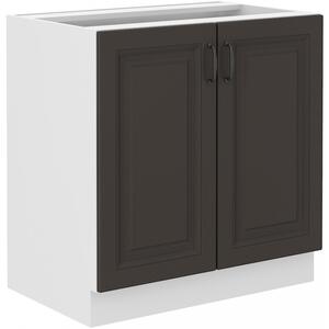 Dolní dvoudveřová skříňka SOPHIA - šířka 80 cm, tmavě šedá / bílá