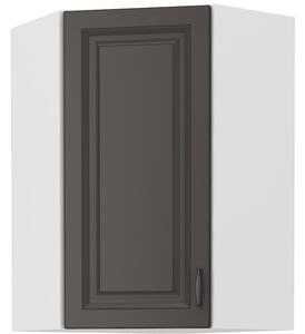 Vysoká rohová skříňka SOPHIA - 60x60 cm, tmavě šedá / bílá