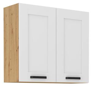 Horní kuchyňská skříňka LAILI - šířka 80 cm, bílá / dub artisan