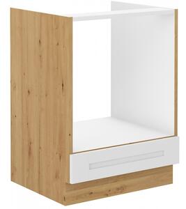 Sporáková skříňka LAILI - šířka 60 cm, bílá / dub artisan