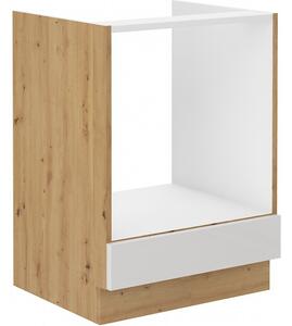 Sporáková skříňka ADARA - šířka 60 cm, bílá / dub artisan