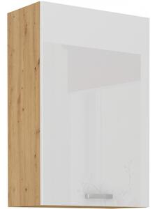 Vysoká horní skříňka ADARA - šířka 60 cm, bílá / dub artisan
