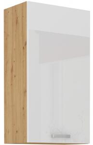 Vysoká horní skříňka ADARA - šířka 45 cm, bílá / dub artisan