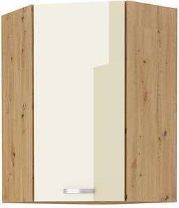 Vysoká rohová skříňka ADARA - 60x60 cm, krémová / dub artisan