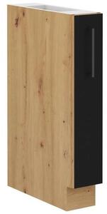 Výsuvná skříňka MALILA - šířka 15 cm, černá / dub artisan