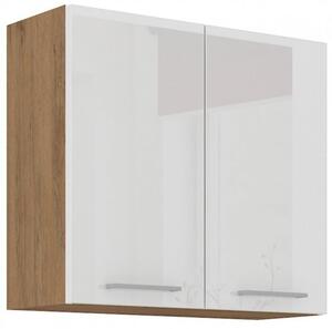 Horní kuchyňská skříňka VANYA - šířka 80 cm, bílá / dub lancelot