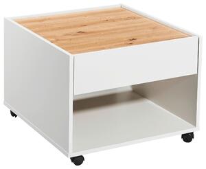 KONFERENČNÍ STOLEK, bílá, dub artisan, kompozitní dřevo, 60/60/45 cm Boxxx, Online Only
