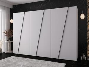 Moderní skříň Grelipt 300 cm, Barva: bílá / bílá + černá 5903211531910