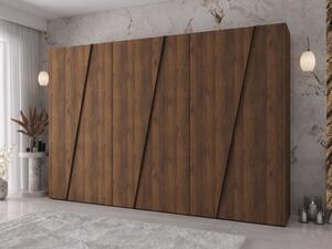 Moderní skříň Grelipt 300 cm, Barva: ořech warmia / ořech warmia + černá 5903211531996