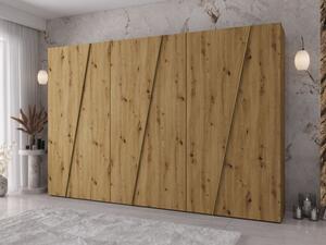 Moderní skříň Grelipt 300 cm, Barva: dub artisan / dub artisan + zlatá 5903211531941