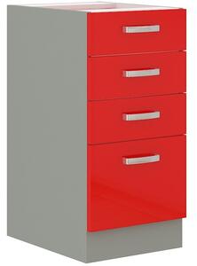 Šuplíková kuchyňská skříňka ULLERIKE - šířka 40 cm, červená / šedá