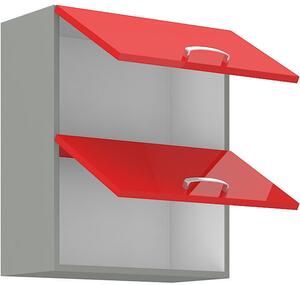Horní výklopná skříňka ULLERIKE - šířka 60 cm, červená / šedá